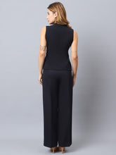 Zip-Front Waistcoat & Wide-Leg Trouser Set Black